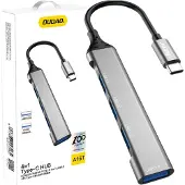 Dudao A16T 4-in-4 USB-C Hub, Kabelgebunden, USB 3.2 Gen 1 (3.1 Gen 1) Type-C, Grau, Aluminium, 0,063 m