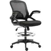 Vinsetto Mesh Zeichenstuhl Ergonomischer Bürostuhl mit Rollen drehbar Schwarz