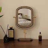 Merkloos Ovaler Tischspiegel mit Standfuß für Make-up