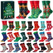 Merkloos Adventskalender mit 24 Paar lustigen Weihnachtssocken