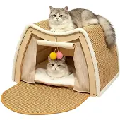 Merkloos 3-in-1 Katzenhaus mit Kratzbrett und Spielzeug