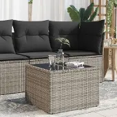 Merkloos Gartentisch mit Glasplatte und Polyrottingeflecht