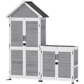 Outsunny 2 in 1 Gartenschrank Holz, Geräteschuppen mit Aufbewahrungsschrank