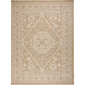 FRAAI In | & Outdoor Jute Teppich | Daisy Medaillon Weiß | 160x230cm | Braun | Polypropylen | Rechteckig