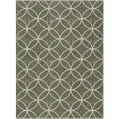 FRAAI Geometrischer Outdoor Teppich | Faro Ripple Grün Weiß | 80x150cm | Grün | Jute | Rechteckig