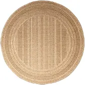 FRAAI Jute Gartenteppich Rund - Mavi Stripes Creme Braun
