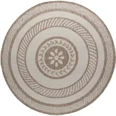 FRAAI Garten Teppich Rund - Nusa Medallion Beige Creme