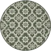 FRAAI In | & Outdoor Teppich Rund | Rio Flower Grün | Ø 160cm | Grün | Jute | Rund