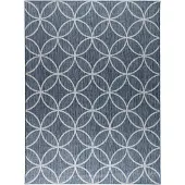 FRAAI Geometrischer Outdoor | Teppich – Faro Ripple Blue | 230x330cm | Blau | Jute | Rechteckig