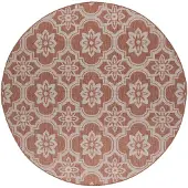 FRAAI In | & Outdoor Teppich Rund | Rio Flower Rosa | Ø 140cm | Pink | Jute | Rund