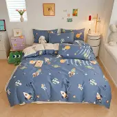 Merkloos Elzusha – Kinderzimmer-Bettwäsche-Set mit Weltraum-Motiv, 100% Baumwolle