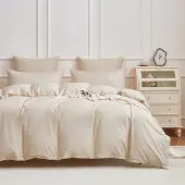 Merkloos Baumwoll-Bettwäsche Set 135 x 200 cm in Beige