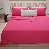 Merkloos 4-teilige Bettwäsche für Doppelbett in Fuchsia Baumwolle