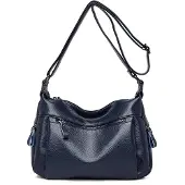 Merkloos Damen Messenger Bag - Lässige Schultertasche aus weichem Rindsleder