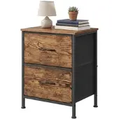 Songmics Kommode, Schrank, 2 Stoffschubladen, für Schlafzimmer, Flur, Wohnzimmer, braun-schwarz
