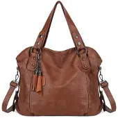 Merkloos Damen Kunstleder Schultertasche mit großer Kapazität