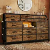 Sonstiges Schubladenkommode 14 Stoffschubladen MDF Metall Braun 100x36x28,5cm