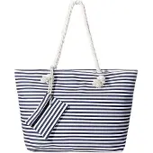 OEM XXL Strandtas mit Reißverschluss blau Streifen