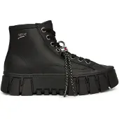 Tommy Hilfiger Logo Charm Platform Trainers With Leather, Weiblich, Erwachsener, Modische Sneakers, Schwarz, Leder, 1 Stück(e)