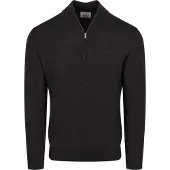 Profuomo Herren Pullover & Cardigans Pullover Half Zip Extrafine Merino - Antraciet - Größe XXL