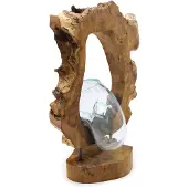 Ancient Wisdom Hängevasen aus mundgeblasenem Glas, montiert auf einem Holzgestell