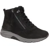 Gabor Schnürboots ROLLINGSOFT, Damen, Gr. 37, schwarz, Nubukleder, unifarben, Schuhe Schnürboots, Keilabsatz, High Top-Sneaker mit zwei Reißverschlüssen