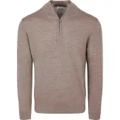 Profuomo Half Zip Pullover Merinowolle Braun