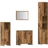 vidaXL 4-tlg. Badmöbel-Set Altholz-Optik Holzwerkstoff