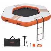 Vevor Aufblasbares Schwimmdock, 2,6x2,6 m, Schwimmplattform mit Rutschfester Oberfläche, Tragetasche & Abnehmbarer Leiter, Schwimmende Insel
