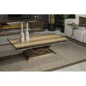 AEA Säulen Couchtisch Brauner Tisch Wohnzimmer Beistelltische Sofatisch Holz
