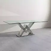 AEA Luxus Esstisch Säulentisch Silber Esstische Esszimmer Tisch Glastisch