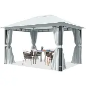 TOOLPORT Gartenpavillon 3x4 m ca. 220g/m² Dachplane Pavillon mit 4 Seitenteilen und 4 Moskitonetzen - grau