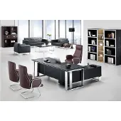 AEA Moderner Eckschreibtisch aus MDF und Edelstahl in stilvollem Design