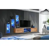 AEA 3x Wandschrank Wohnwand Set 4tlg Wohnzimmermöbel Wand Regale Sideboard