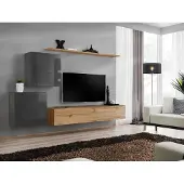 AEA Wohnzimmer Möbel Set Wohnwand TV-Ständer Sideboard Regal Holz Luxus Wandschrank
