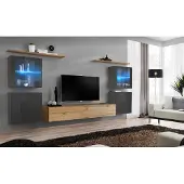 AEA Designer Braun Wohnwand Wand Regale Schrank Wohnzimmer Holz Möbel Stil Modern