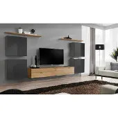Xl Moebel Gmbh Luxus Wohnwand Komplett 7tlg Designer Wandregal Wohnzimmer Braun TV-Ständer