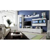 AEA Wohnwand Luxus Set Wohnzimmer TV Ständer Vitrine Holz Wandschrank