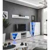 AEA Wohnzimmer Set Wandregal TV-Ständer Wohnwand Modern Vitrine Design 3tlg.