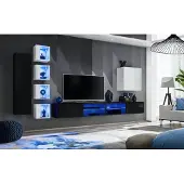 AEA Komplett Wohnwand Wandschrank Holzmöbel Modern Set 7tlg Einrichtung