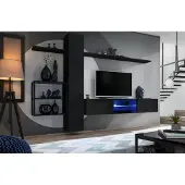 AEA Wohnwand Schwarz Wand Regale Wohnzimmermöbel Einrichtung Luxus Set 5tlg
