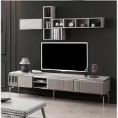 AEA Sideboard RTV Lowboard Regale TV Ständer Schrank Holz Grau Wohnwand
