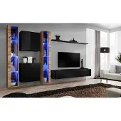 AEA Wohnwand Wandschrank Modern Design TV-Ständer Schwarz Wohnzimmermöbel Komplett