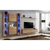 AEA Braun Wohnwand Modern Hänge Vitrine Hänge Schrank Luxus Einrichtung Wand Set