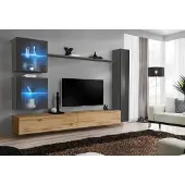 AEA Moderner Wohnwand Sideboard Grau Einrichtung Wandschrank Wohnzimmer TV Ständer