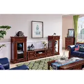AEA Klassische Wohnwand tv Schrank 2x Vitrinen rtv Wohnwände Lowboard 3tlg. Set