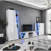 AEA Wohnzimmer Luxus Einrichtung Set 3 tlg Wohnwand Designer Möbel Vitrine Holz