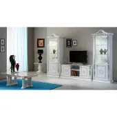 AEA Wohnzimmerset Wohnwand Vitrine Kommode Tisch RTV Vitrinen Komplett 3tlg Set