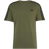 Adidas T-Shirt SPORTSWEAR "ESSENTIALS 3-STREIFEN, SINGLE JERSEY, BRANDING", Herren, Gr. XL, grün (olive four, schwarz), Obermaterial: 100% Baumwolle, Rundhals, Shirts T-Shirt
