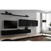 AEA Schwarz Wohnwand Wohnzimmermöbel Modern Designer Sideboard Wandschrank Designer